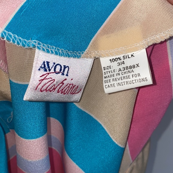 Avon Fashion Vintage stripe 100% silk pleated back button blouse size 3/4 (S/M) - Picture 10 of 11